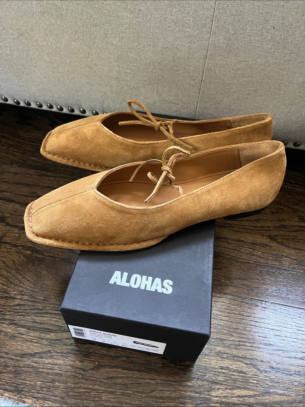 ALOHAS Suede Ballet Flats in Camel Brown - Picture 2 of 2